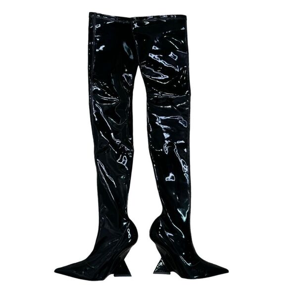 NEW The Attico Cheope Patent Leather Stretch Thigh Boots Size 5.5 - Picture 6 of 13